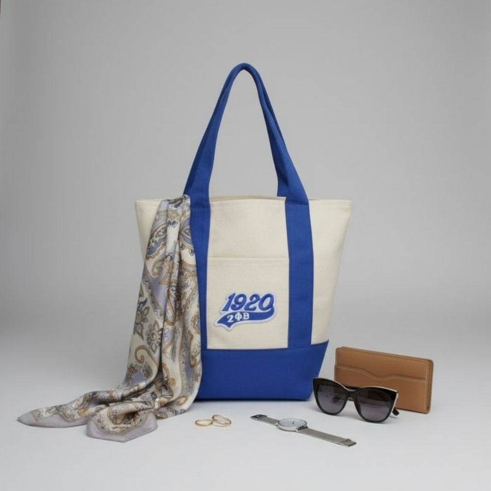 Zeta Phi Beta ZPB *MINI* Canvas Tote Bag 1920 Embroidered Merch - Picture 3 of 3